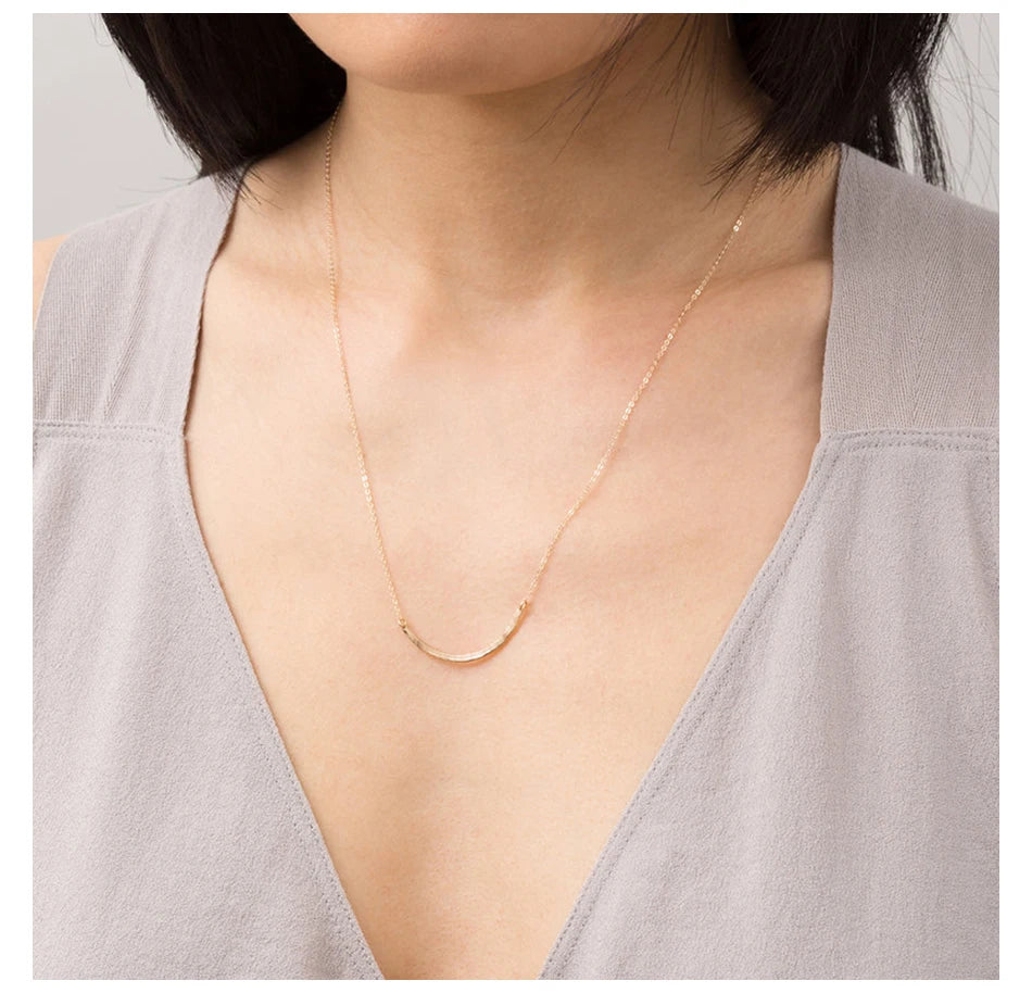 Minimalist Bar Pendant Necklace, Dainty Gold Tone Necklace, Simple Layering Necklace, Everyday Minimal Jewelry Gift